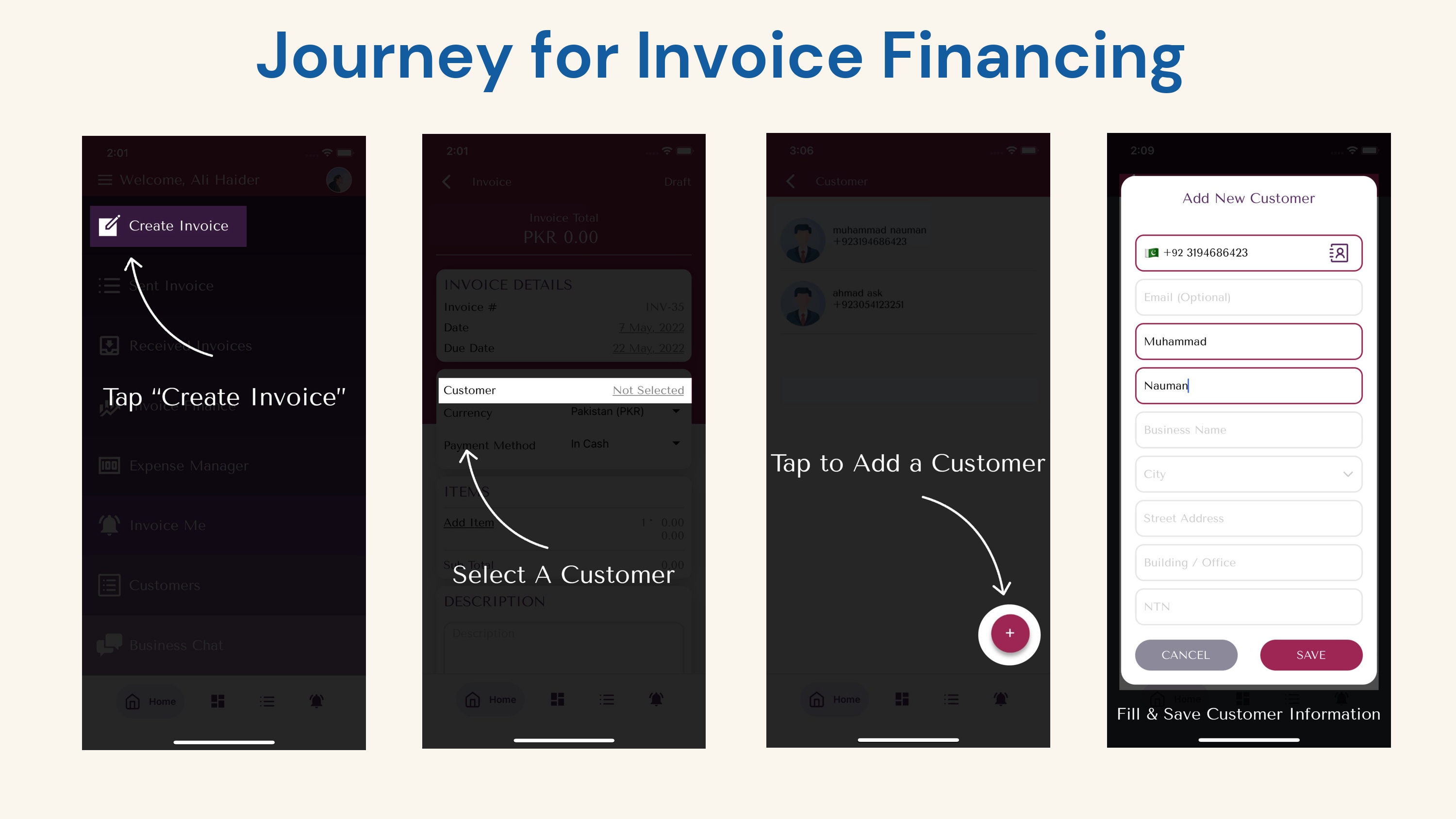 Journey for Invoice Financing
